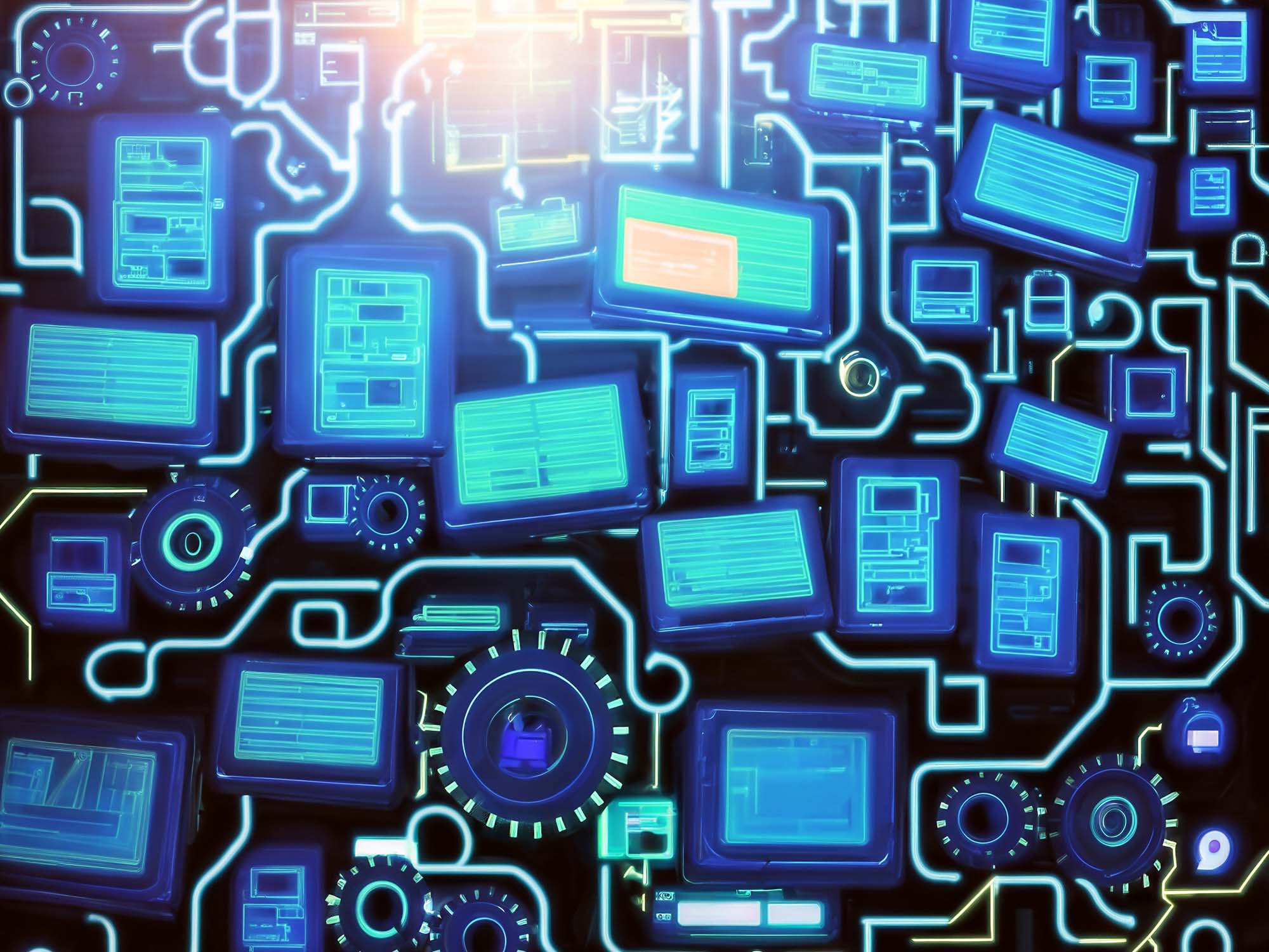 An illustration of networked computers.